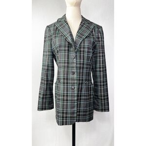 Barami Couture | Blazer | Grey Black Green White Plaid | Sz10 | Made in USA